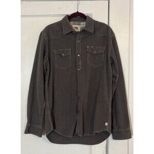 Dakota Grizzly Men’s L Shirt Brown Western Pearl Snaps 100% Cotton Workwear Farm